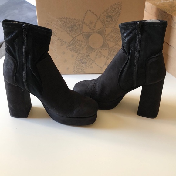 Free People Black leather Suede Platform Boots - Picture 10 of 15